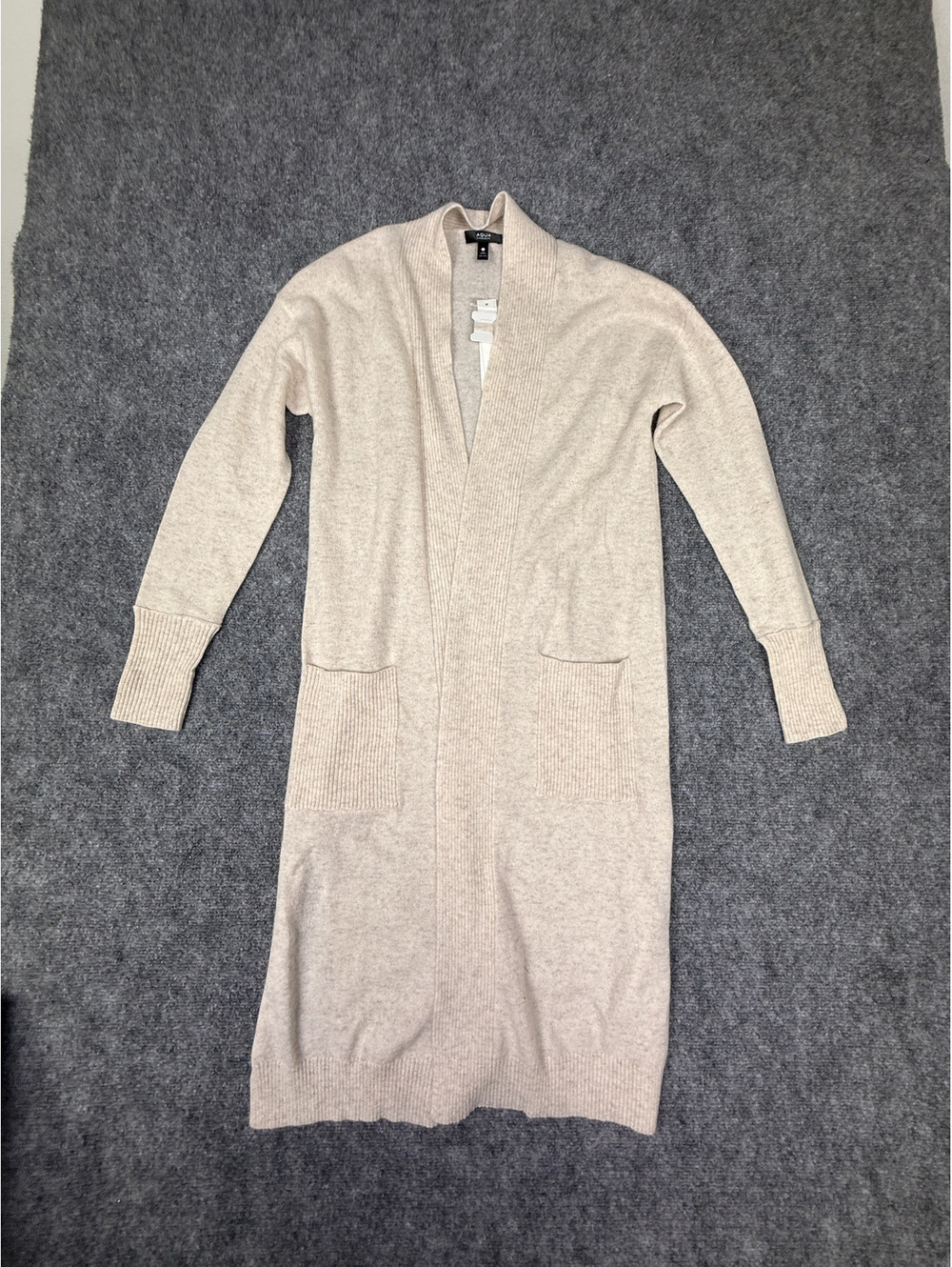 Aqua 100% Cashmere Long Open Cardigan Sweater L